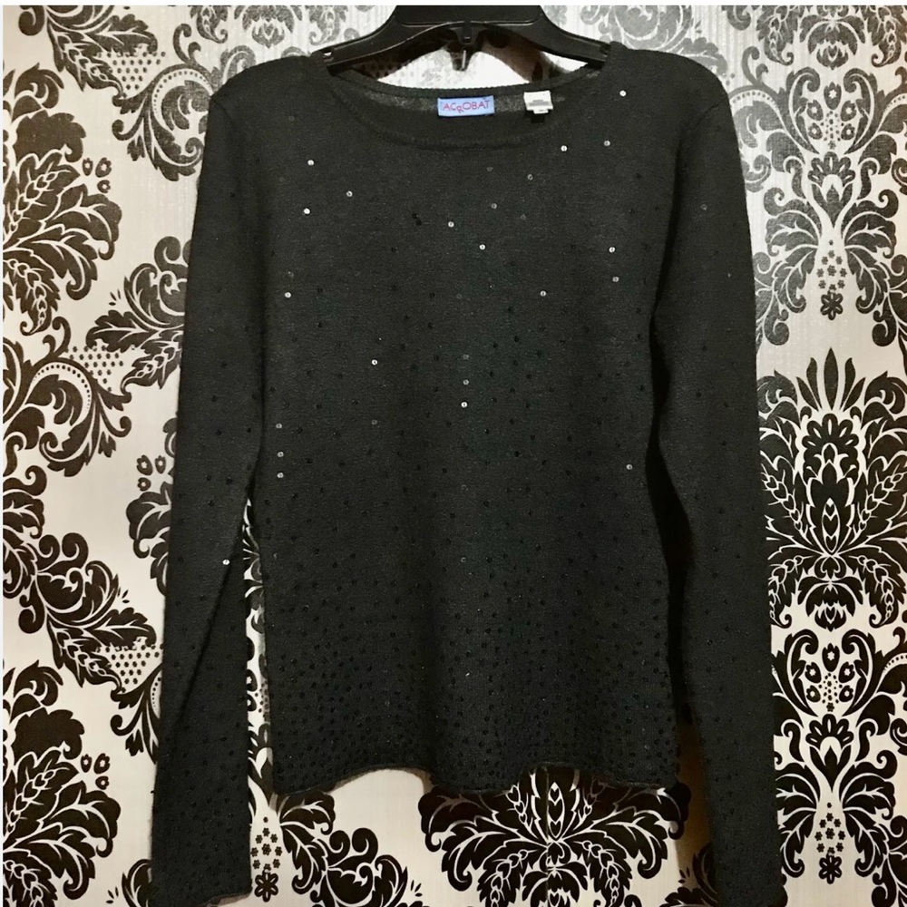 Acrobat silk/cashmere sweater with tonal sequins. Size xs